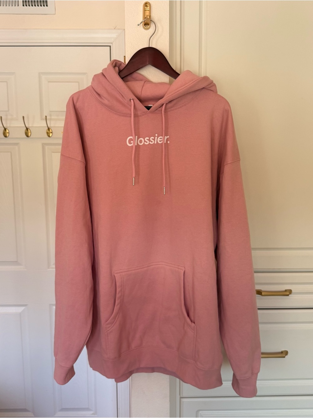 Glossier Pink Logo Hoodie Sweatshirt